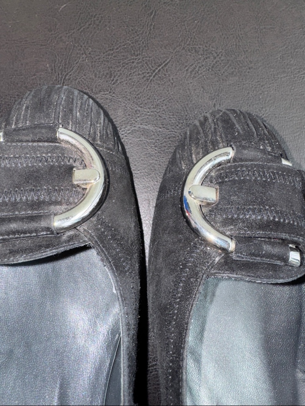 MAKE OFFER! Stuart Weitzman Mr. Seymour Black Suede Buckle Loafers 8.5US Narrow - Picture 11 of 11